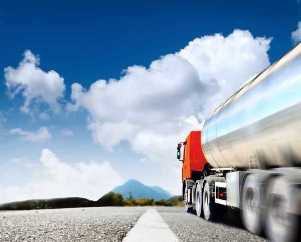 Big trucks on the asphalt road