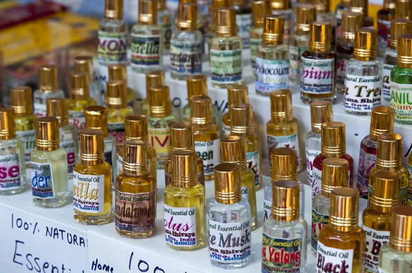 Bottles with homemade essential oil