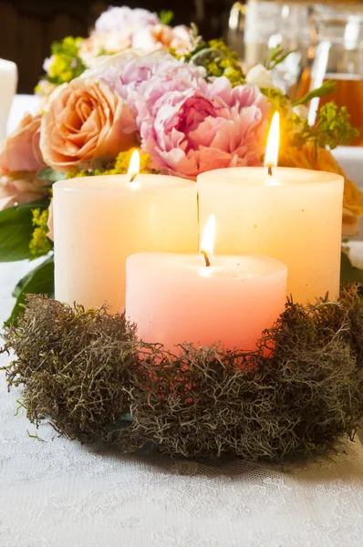 Decoration with candles and flowers