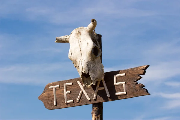 Texas sign with Old horse skull