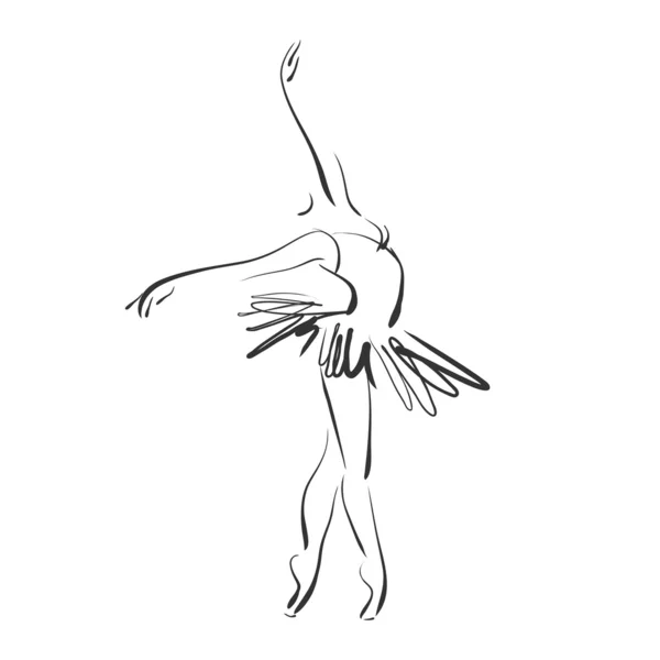 Art sketched beautiful young ballerina in ballet pose on studio