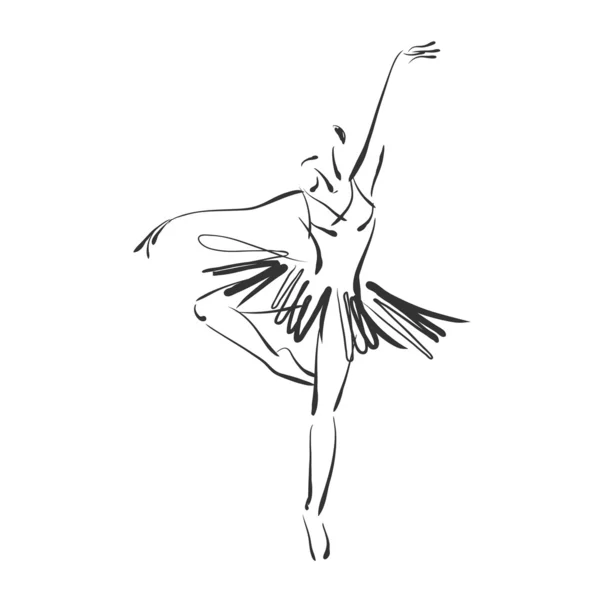 Art sketched beautiful young ballerina in ballet dance on studio