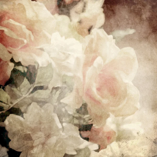 Art floral vintage sepia background with white roses