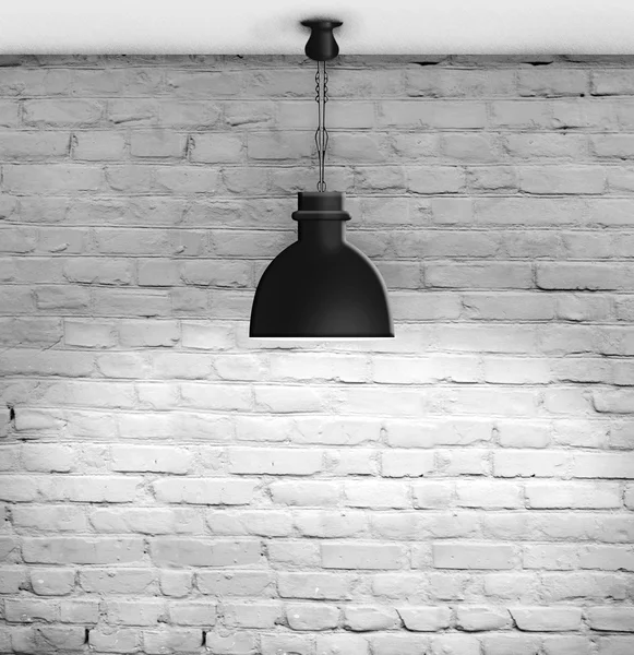 White grunge brick wall and black plafond