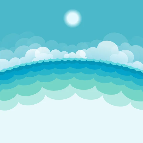 NAture seascape background with sea and sun.Vector illustration