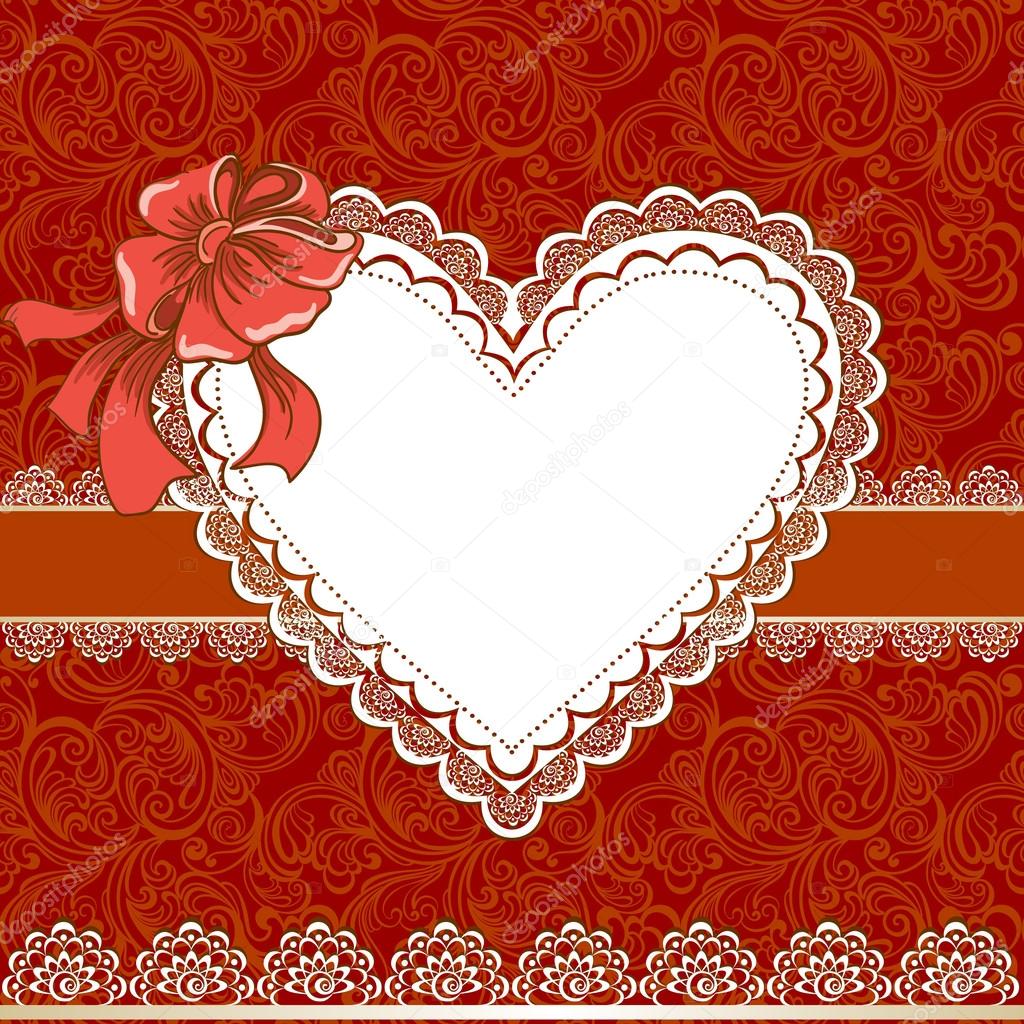 Vintage Valentines day card with lace heart — Stock Vector © marina99 #41290535