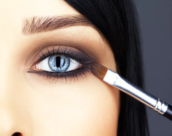 Close-up shot of woman eye makeup