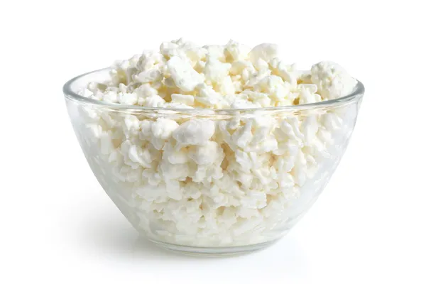 Cottage cheese in glass bowl