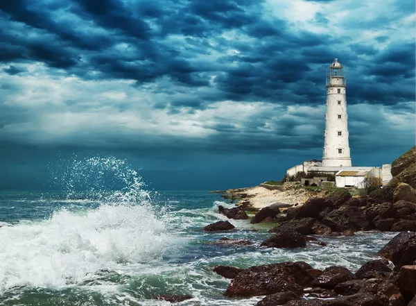 Lighthouse sits on the edge of the Crimean peninsula