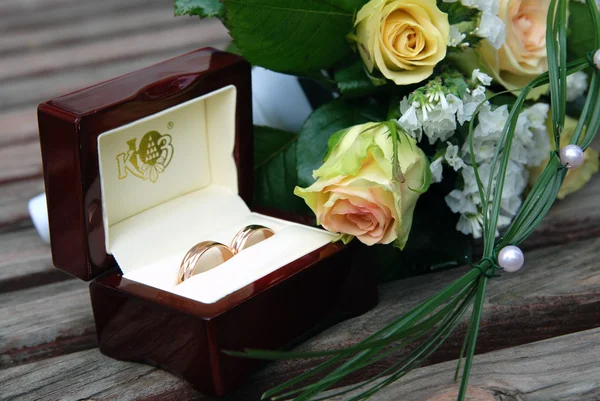 Rose and wedding bands