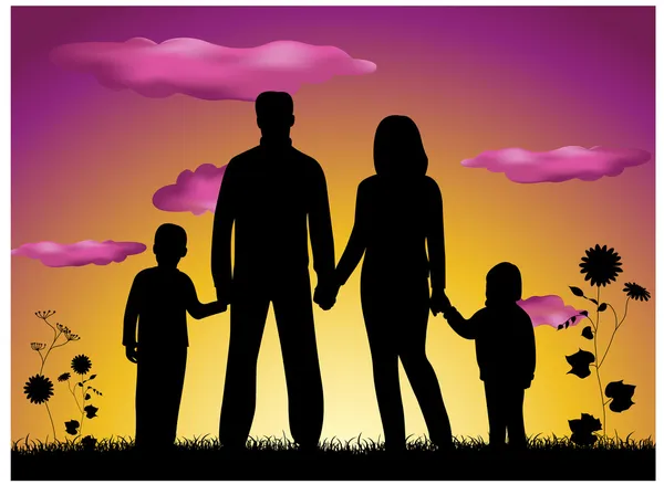 Family making house silhouette