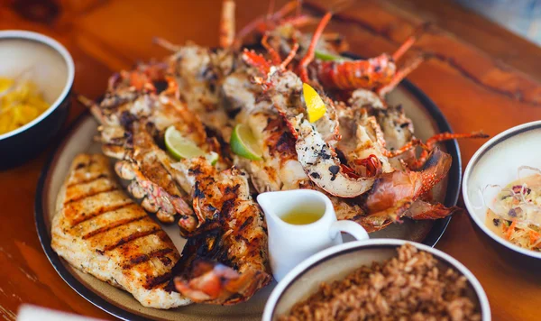 Grilled seafood platter