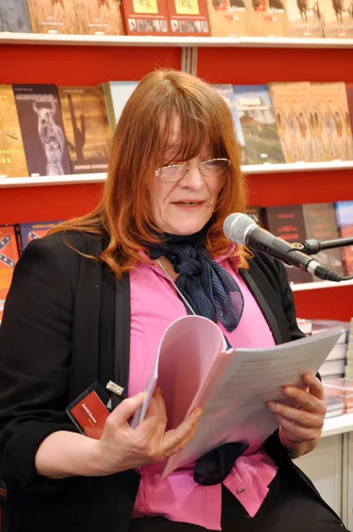 Author presenting her book at Leipzig Book fair