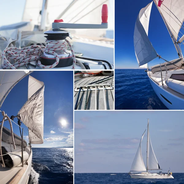 Collage of sailing boat staff