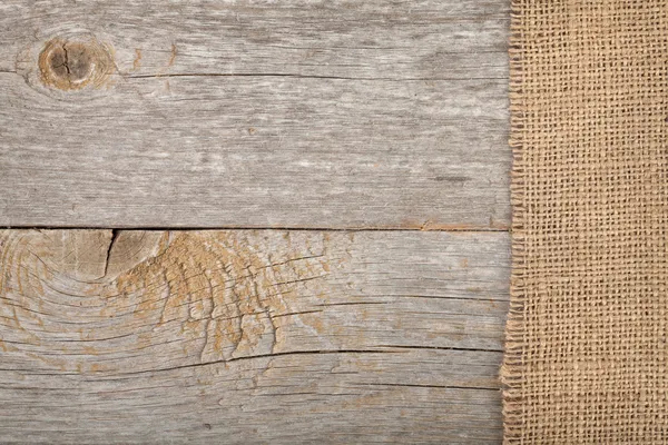 Burlap texture on wooden table