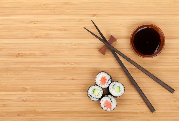 Sushi set, chopsticks and soy sauce