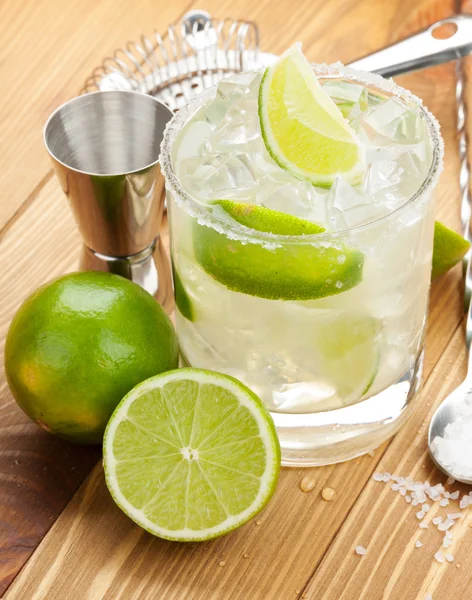 Classic margarita cocktail with salty rim