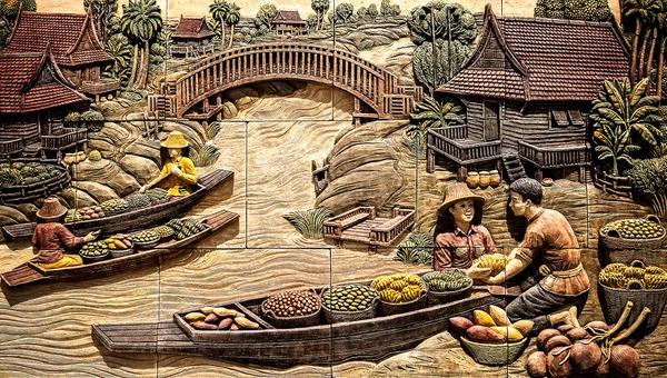 Thai culture stone carving. Background photo.
