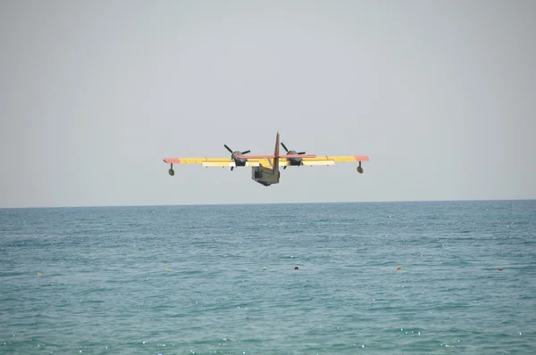 Bombardier CL-415 water bomber aircraft on July 27, 2012 near Pula, Croatia. CL-415 and similar water bombers are used in Croatia during summer to put out forest fires.