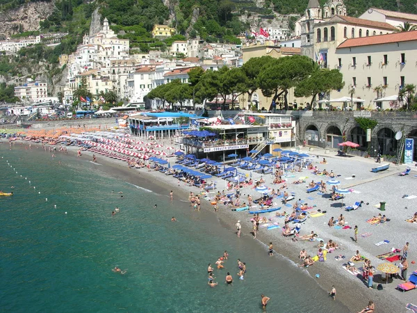 Amalfi, Italy: Tourists enjoy the typical scenery of Costiera