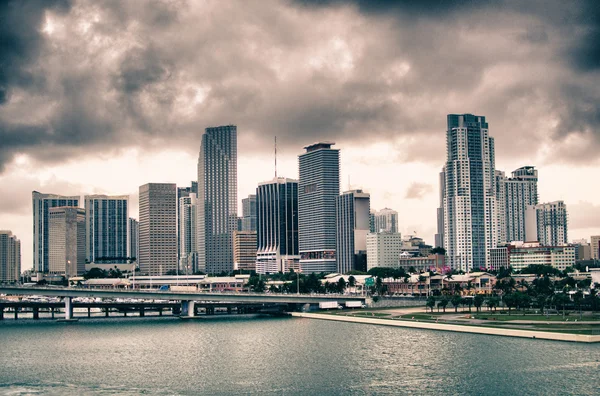 Miami Skyscrapers over a Cloudy Sky