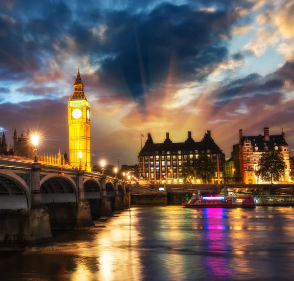 Stunning sunset view of London skyline. The Houses of Parliament.