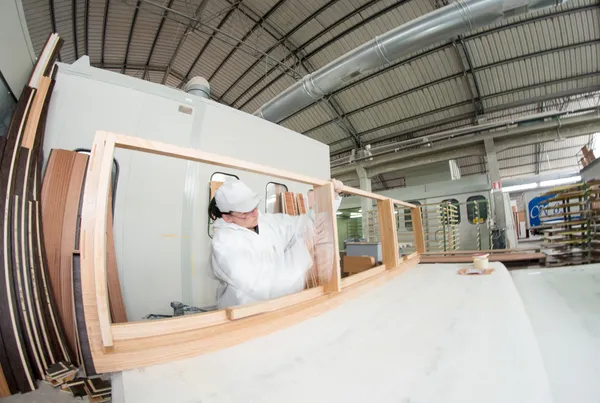 Manufacture process of carpenter work with wood at machining cen