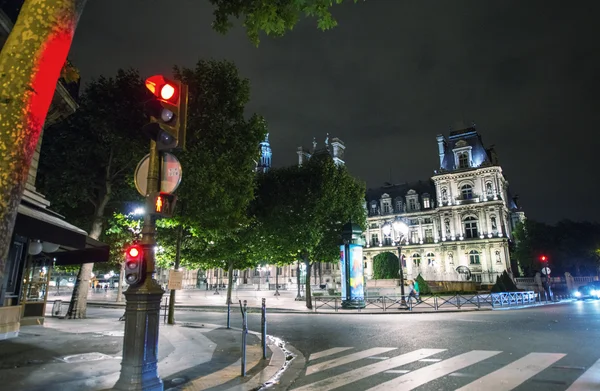 Paris. Night view of Hotel de Ville