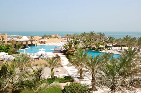 Recreation area of luxury hotel with swimming pools, Ras Al Khai
