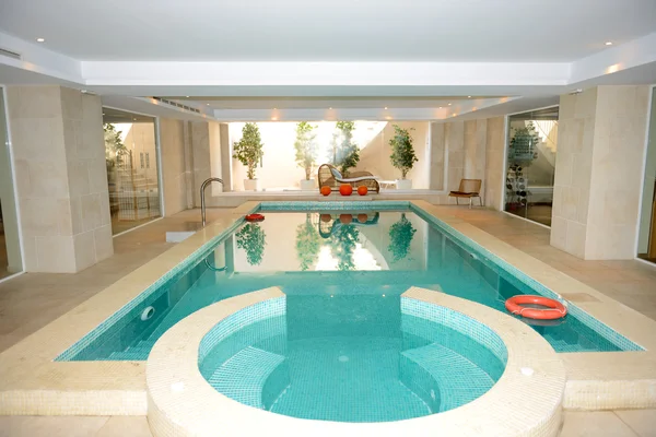 Swimming pool with jacuzzi in SPA at the luxury hotel, Peloponne