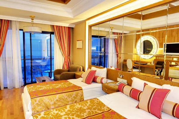 Apartment in the luxury hotel in night illumination, Antalya, Tu