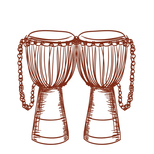 Hand drawn african wooden djembe drum