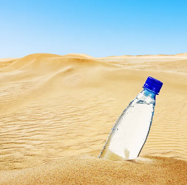 Bottle of mineral water on the sand