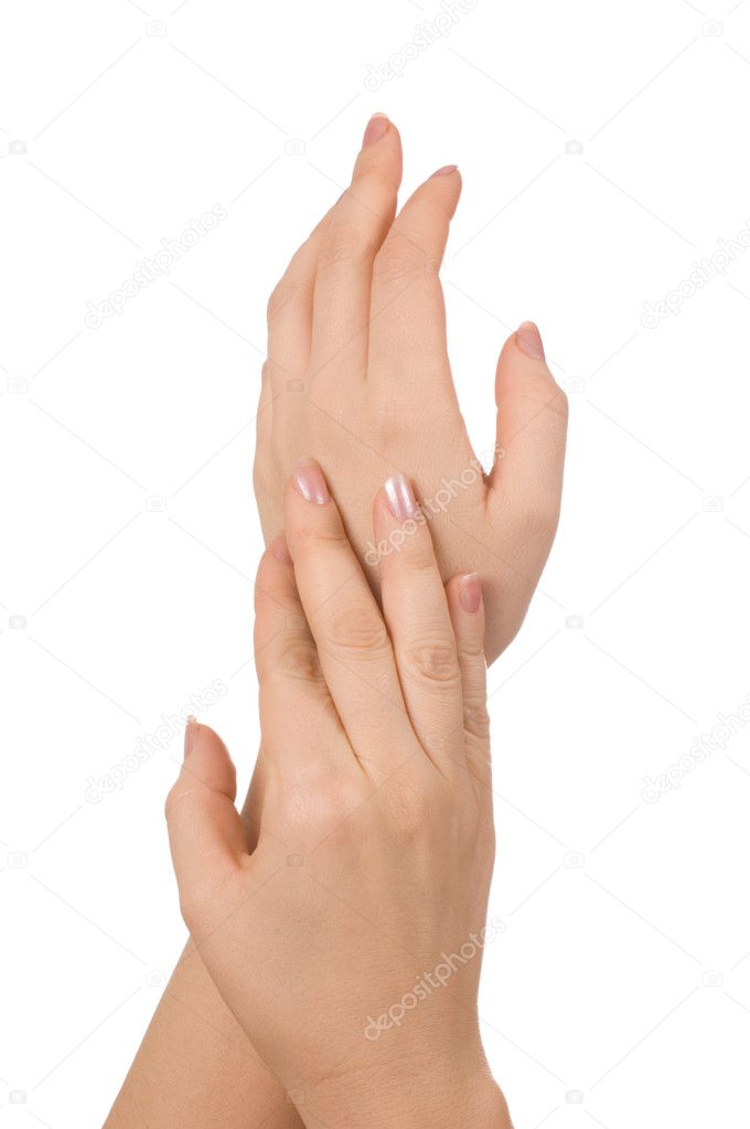 Beautiful woman hands isolated on white background — Stock Photo