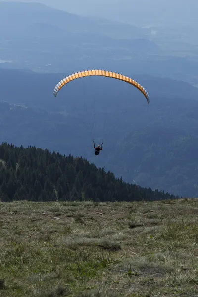 Paraglider above Austrian landscape