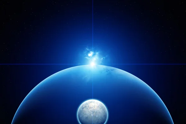 Planet Earth with Moon and Sun