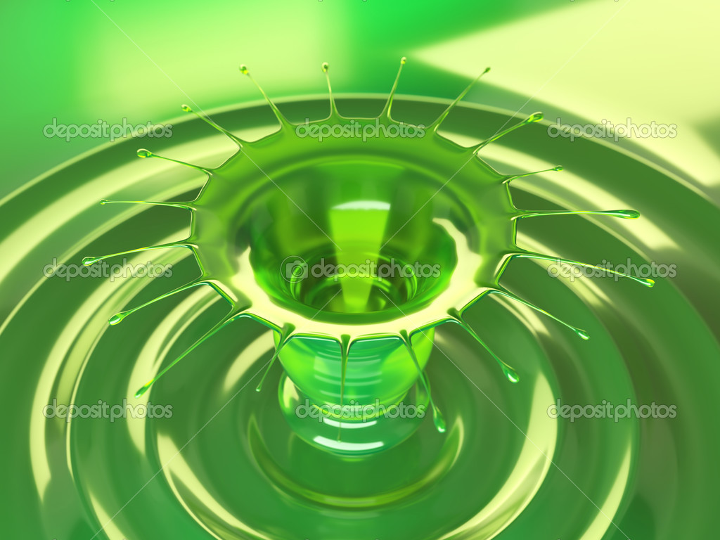 Splash of colorful green liquid with droplets — Stock Photo © Arsgera