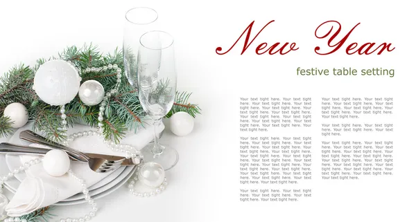 Christmas table setting, table decoration in white