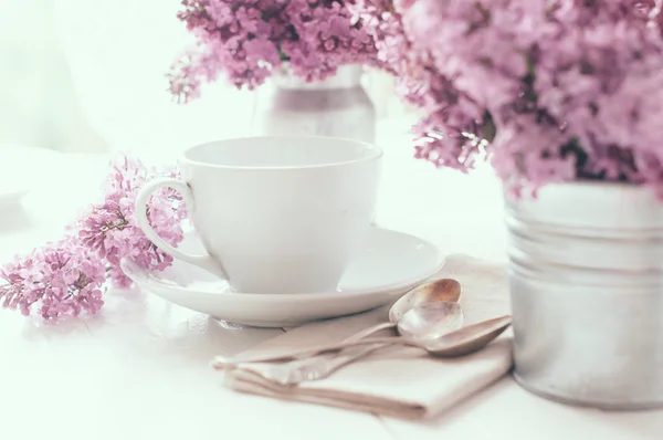 Delicate morning tea table setting