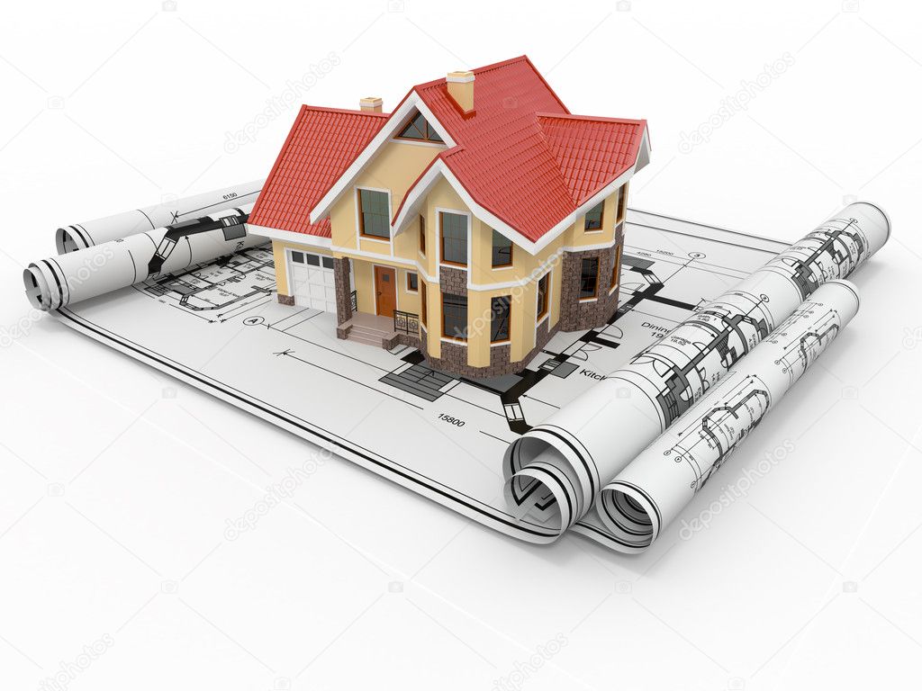 esidential house on architect blueprints. Housing project ... esidential house on architect blueprints. Housing project ... - ^