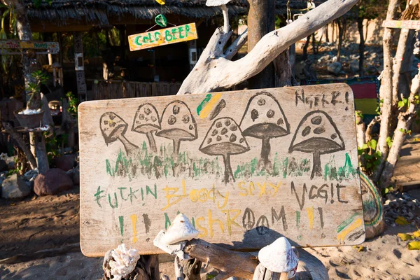 Mushrooms in bar menu on Gilli Island, Indonenia