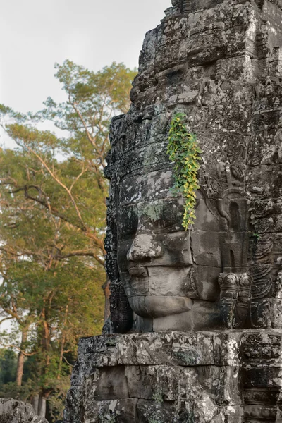 Stone face in ancient Bayon temple, Angkor in Cambodia