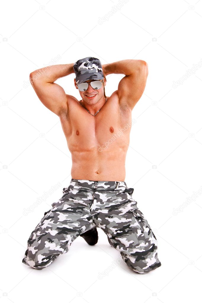 Sexy Naked Military Man On A White Background Stock Photo By Majesticca