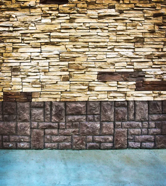 Background of aged grungy textured white brick and stone wall with light wooden floor with whiteboard inside old neglected and deserted empty interior, blank horizontal space of clean studio room