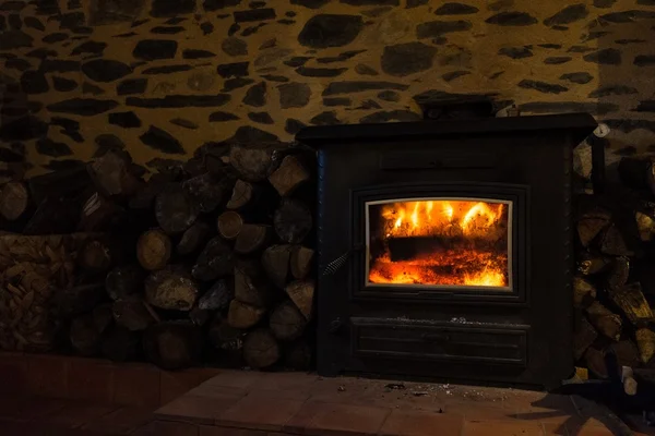 Firewood near fireplace — Stock Photo #25852227
