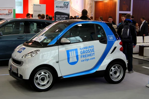 HANNOVER, GERMANY - MARCH 10: hamburg\'s car for rent on March 10, 2012 at CEBIT computer expo, Hannover, Germany. CeBIT is the world\'s largest computer expo