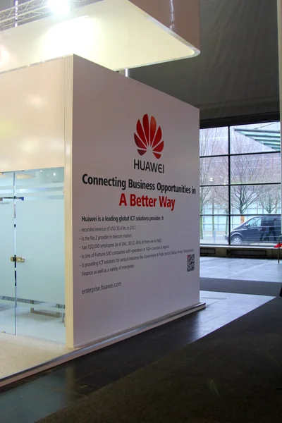 HANNOVER - MARCH 9: stand of Huawei on March 9, 2013 at CEBIT computer expo, Hannover, Germany. CeBIT is the world\'s largest computer expo.