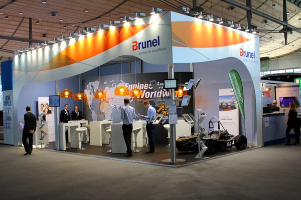 HANNOVER, GERMANY - MARCH 13: Stand of Brunel on March 13, 2014 at CEBIT computer expo, Hannover, Germany. CeBIT is the world's largest computer expo