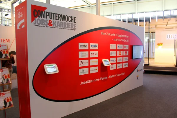 HANNOVER, GERMANY - MARCH 13: The Job and Career stand on March 13, 2014 at CEBIT computer expo, Hannover, Germany. CeBIT is the world's largest computer expo