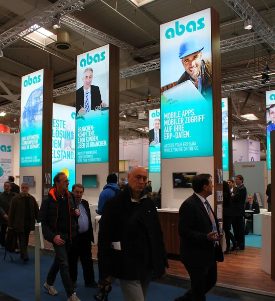 HANNOVER, GERMANY - MARCH 13: The stand of Abas on March 13, 2014 at CEBIT computer expo, Hannover, Germany. CeBIT is the world\'s largest computer expo